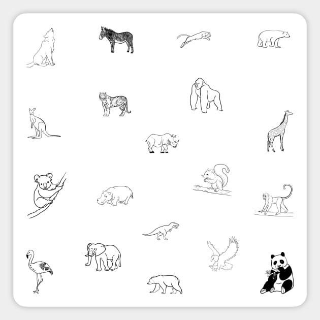 stick figures of land animals sticker pack Magnet by WelshDesigns